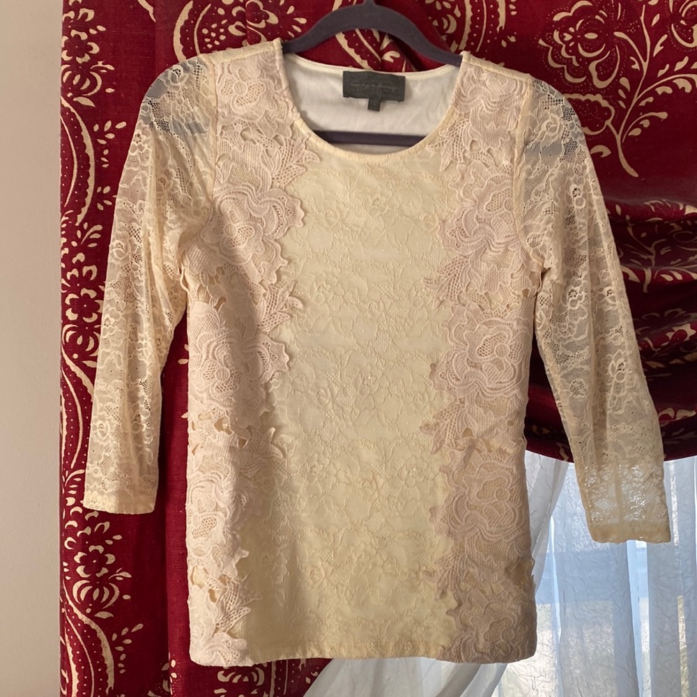 Sunday in Brooklyn Anthropologie Cream Lace Top